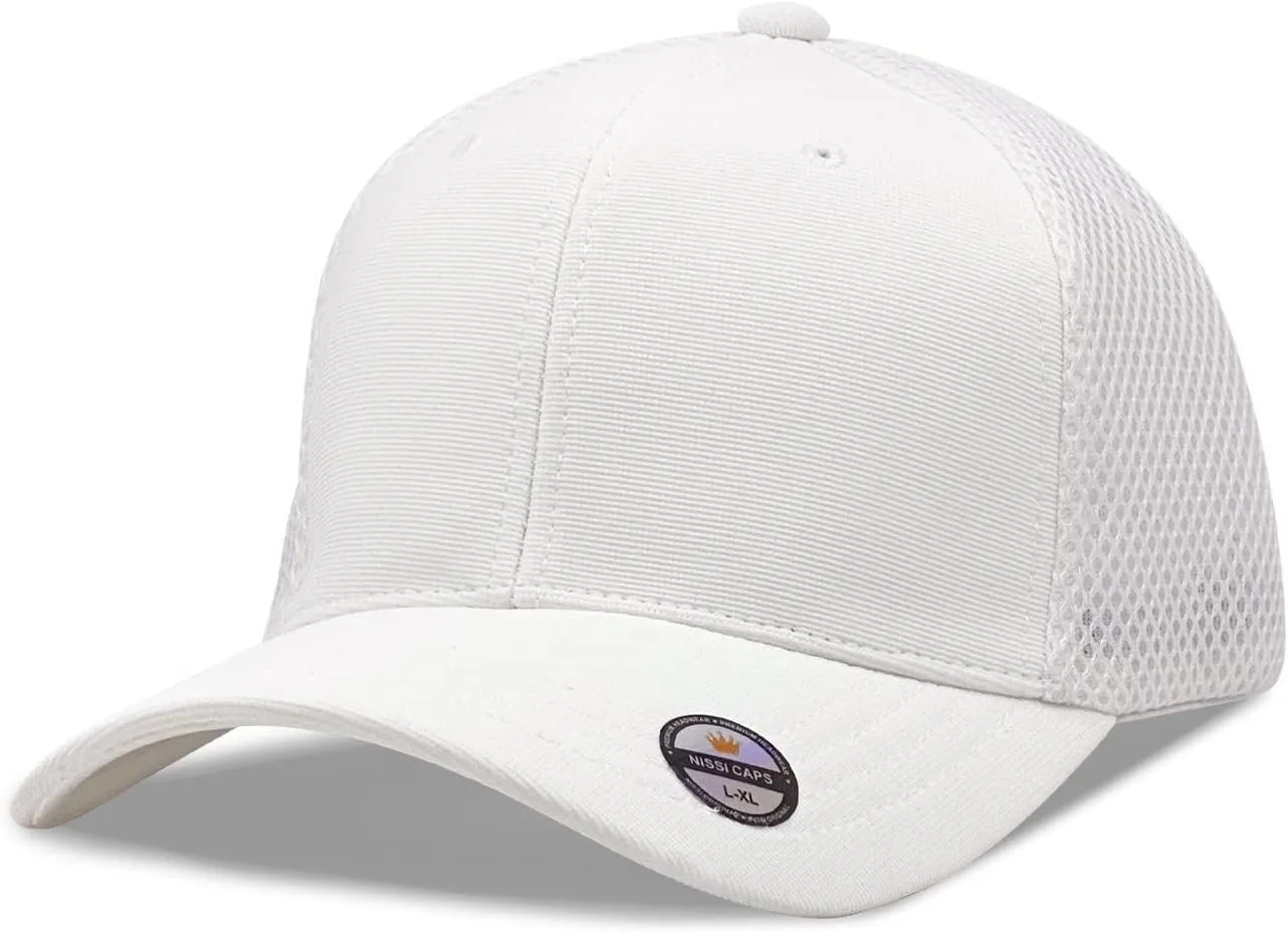 [2 Pack] Hybrid Stretch-Fitted Trucker Cap, Baseball Cap with Air Mesh