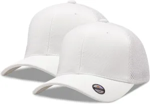 [2 Pack] Hybrid Stretch-Fitted Trucker Cap, Baseball Cap with Air Mesh