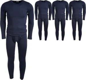 3 Pack of 2pc Thermal Sets for Men, Base Layer Long Johns Underwear, Top & Bottom, Cotton, Solid Colors