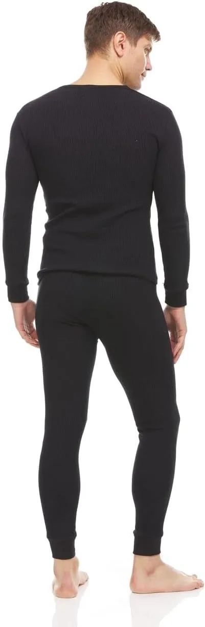 3 Pack of 2pc Thermal Sets for Men, Base Layer Long Johns Underwear, Top & Bottom, Cotton, Solid Colors