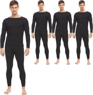 3 Pack of 2pc Thermal Sets for Men, Base Layer Long Johns Underwear, Top & Bottom, Cotton, Solid Colors