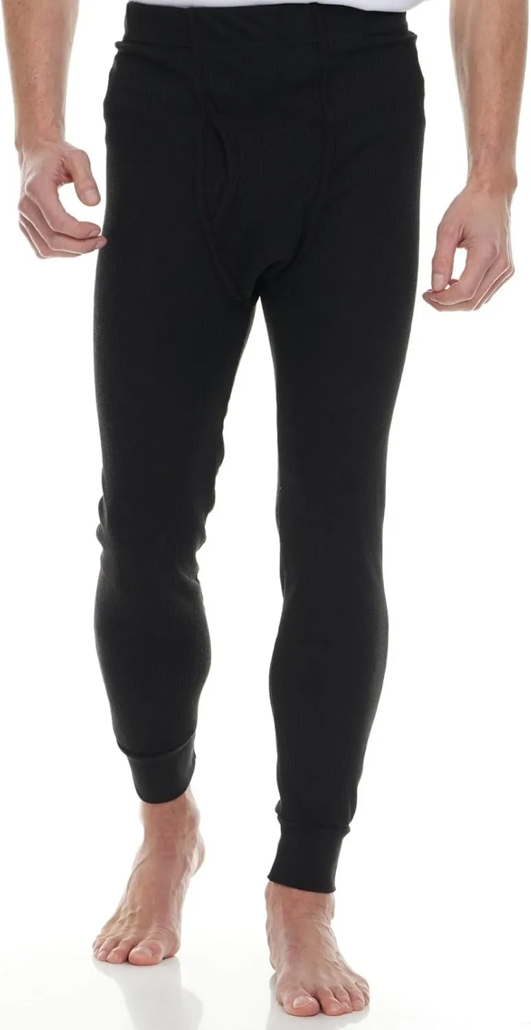 3 Pack of 2pc Thermal Sets for Men, Base Layer Long Johns Underwear, Top & Bottom, Cotton, Solid Colors