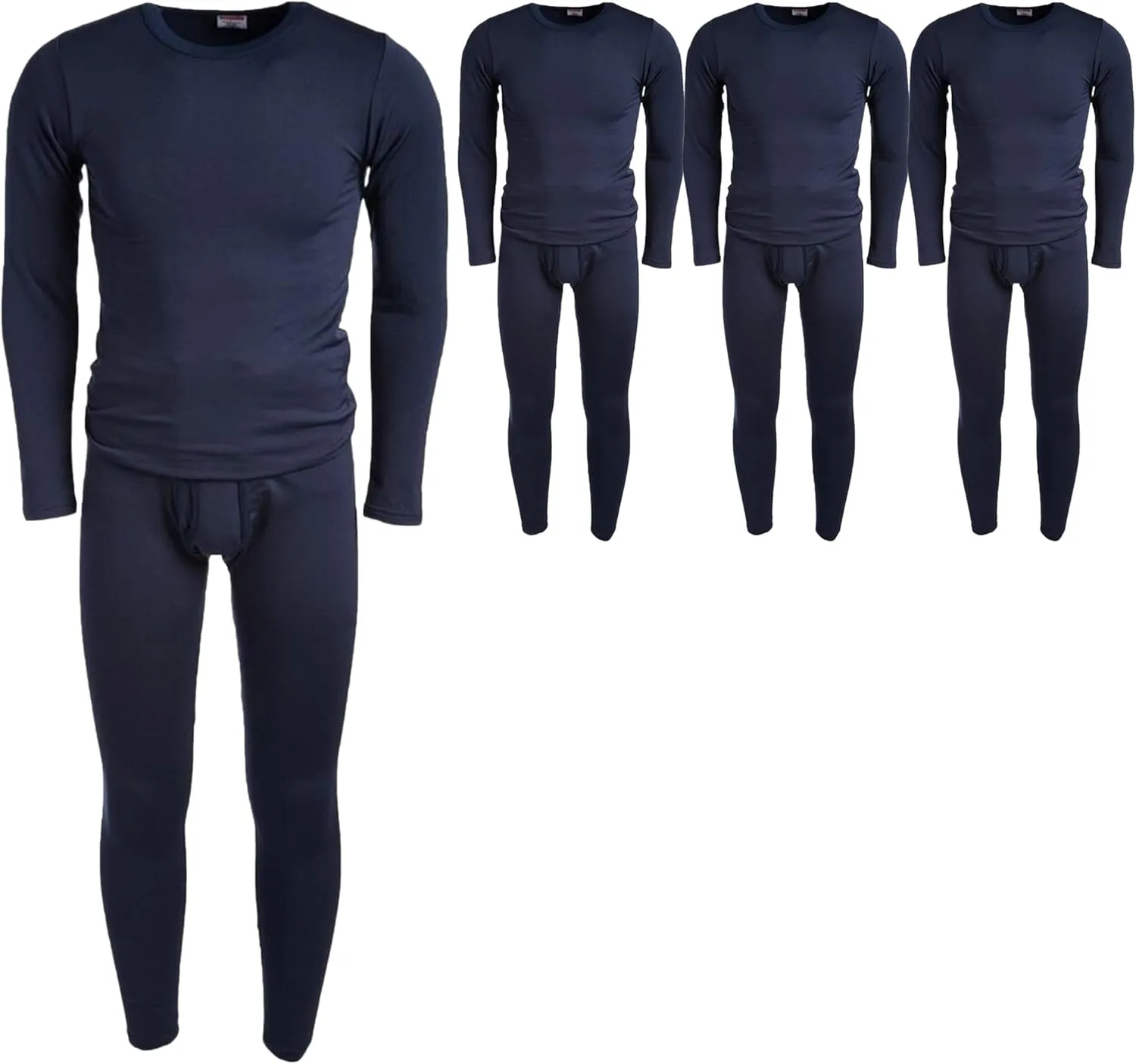 3 Pack of 2pc Thermal Sets for Men, Base Layer Long Johns Underwear, Top & Bottom, Cotton, Solid Colors