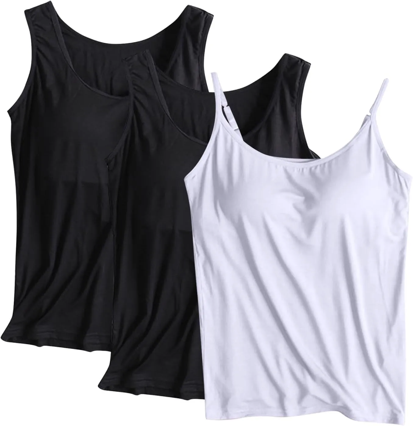 3 Pack Tank Tops with Built in Bra for Women Workout Yoga Tanks Comfort Active Vest Lounge Summer Sleeveless Shirts