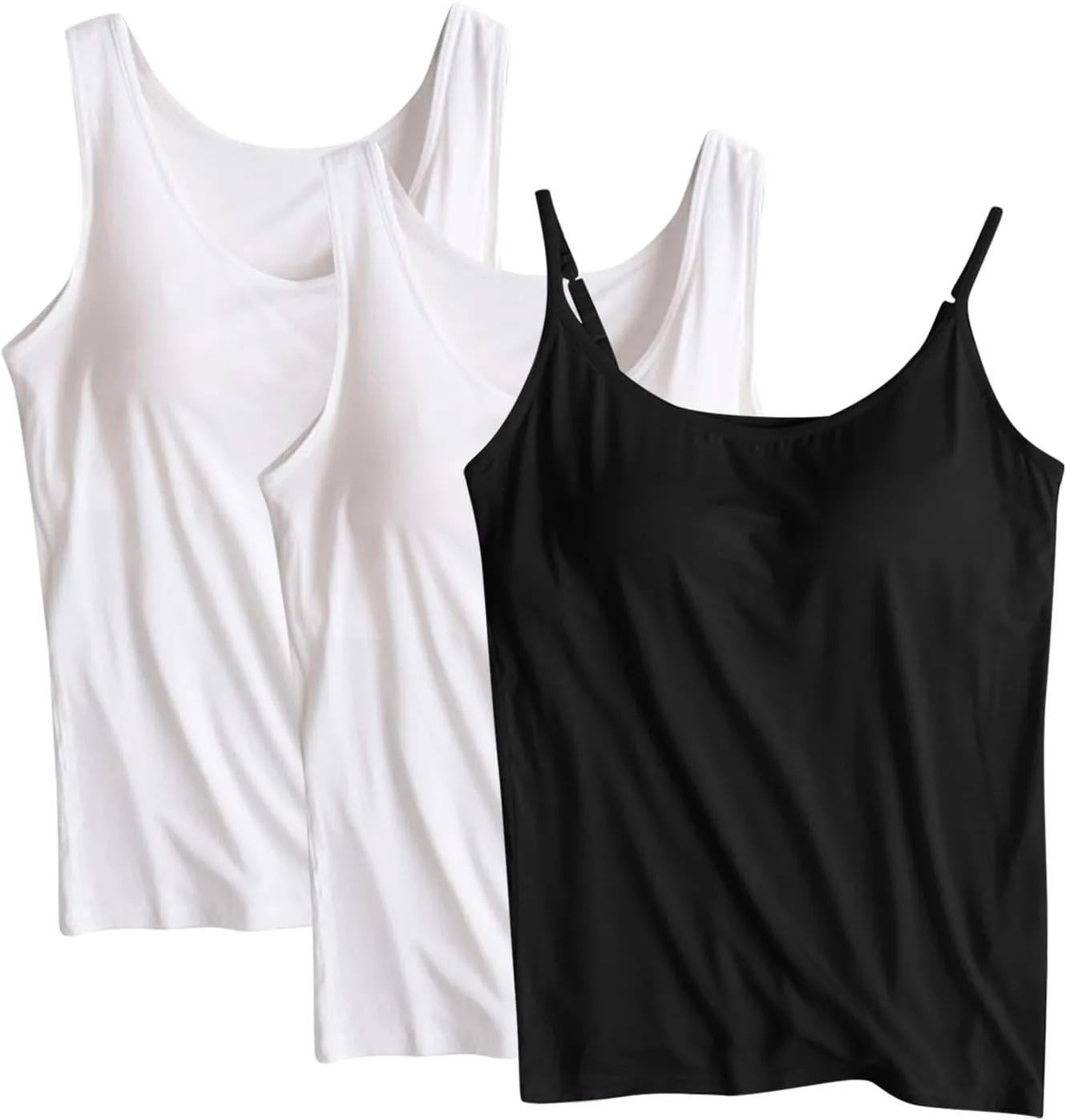 3 Pack Tank Tops with Built in Bra for Women Workout Yoga Tanks Comfort Active Vest Lounge Summer Sleeveless Shirts