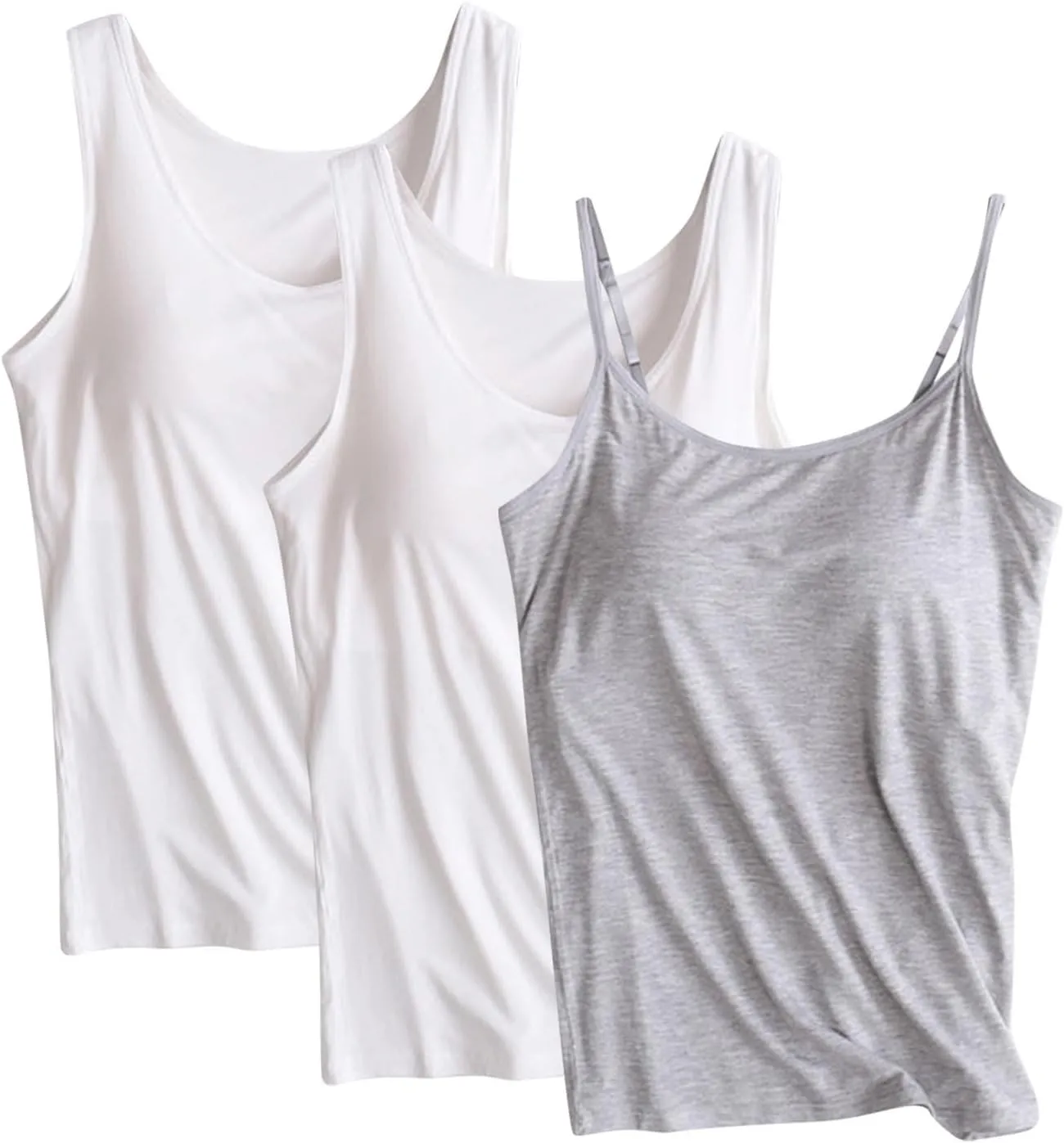 3 Pack Tank Tops with Built in Bra for Women Workout Yoga Tanks Comfort Active Vest Lounge Summer Sleeveless Shirts