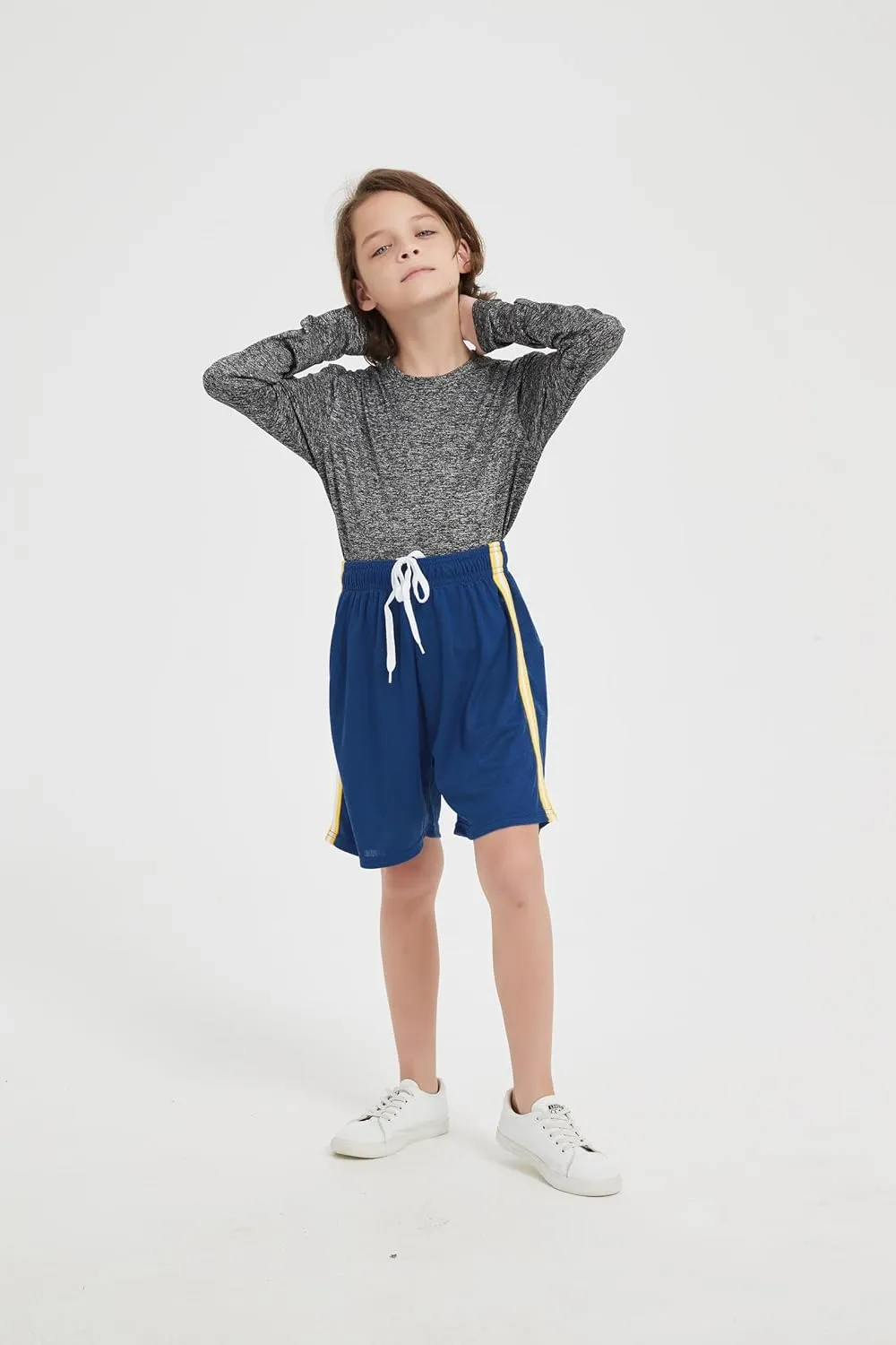 4-Pack Boys Athletic Shorts Youth Basketball Shorts Mesh Quick Dry Kids Shorts Moisture Wicking Shorts
