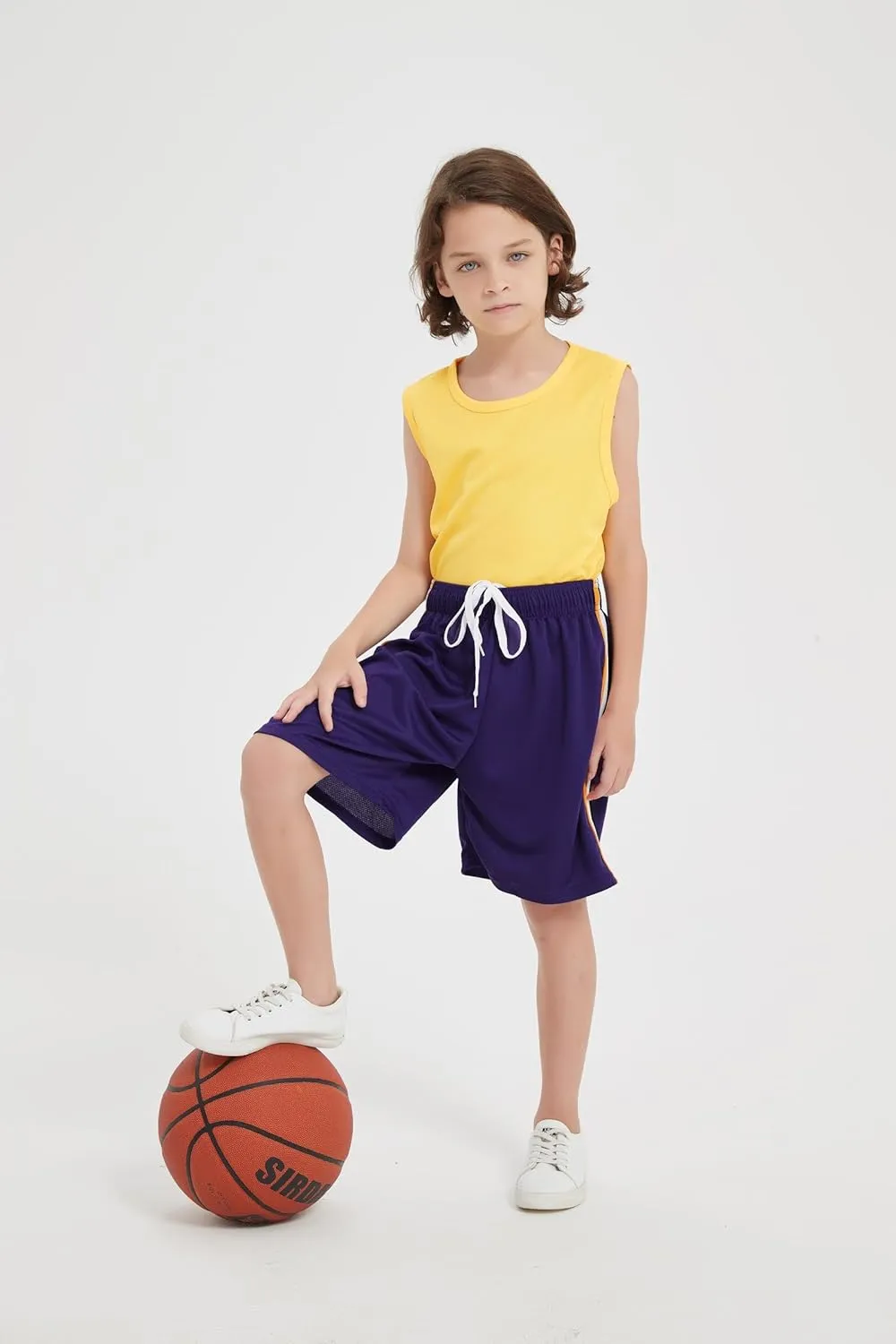 4-Pack Boys Athletic Shorts Youth Basketball Shorts Mesh Quick Dry Kids Shorts Moisture Wicking Shorts