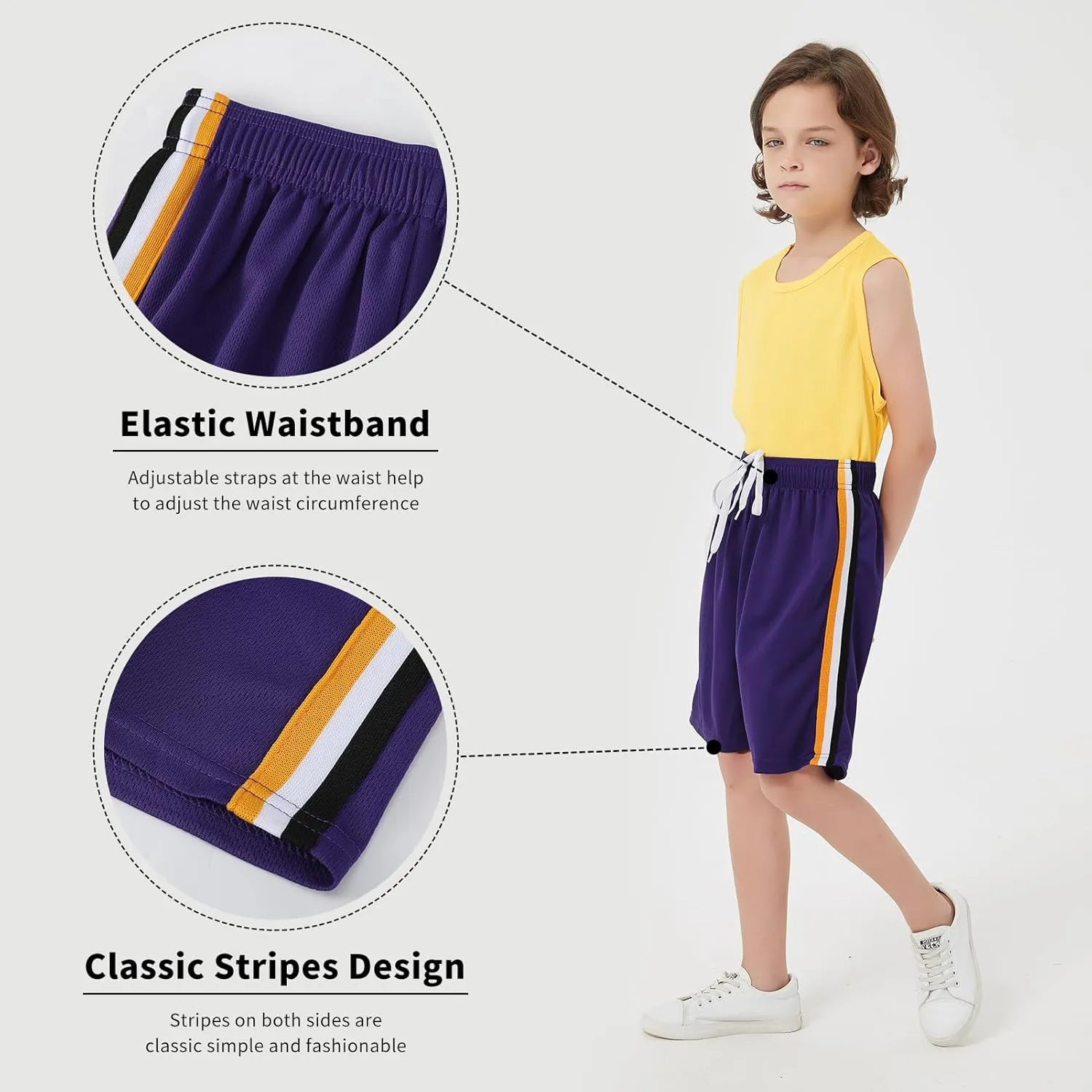 4-Pack Boys Athletic Shorts Youth Basketball Shorts Mesh Quick Dry Kids Shorts Moisture Wicking Shorts