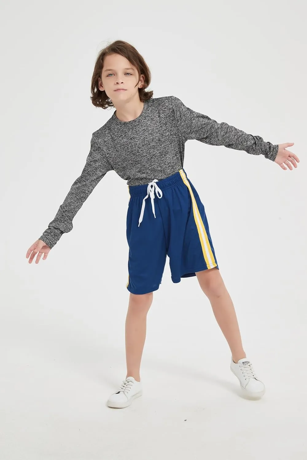 4-Pack Boys Athletic Shorts Youth Basketball Shorts Mesh Quick Dry Kids Shorts Moisture Wicking Shorts