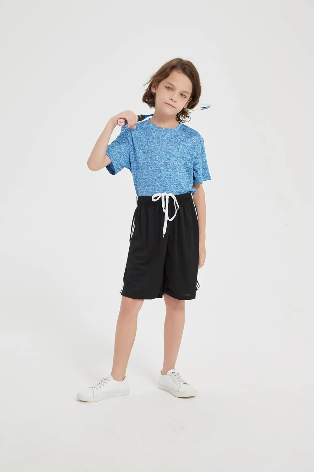 4-Pack Boys Athletic Shorts Youth Basketball Shorts Mesh Quick Dry Kids Shorts Moisture Wicking Shorts