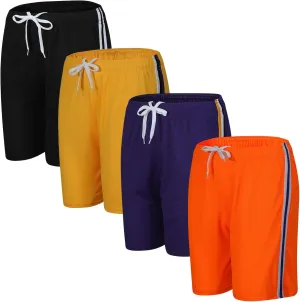 4-Pack Boys Athletic Shorts Youth Basketball Shorts Mesh Quick Dry Kids Shorts Moisture Wicking Shorts