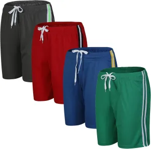 4-Pack Boys Athletic Shorts Youth Basketball Shorts Mesh Quick Dry Kids Shorts Moisture Wicking Shorts