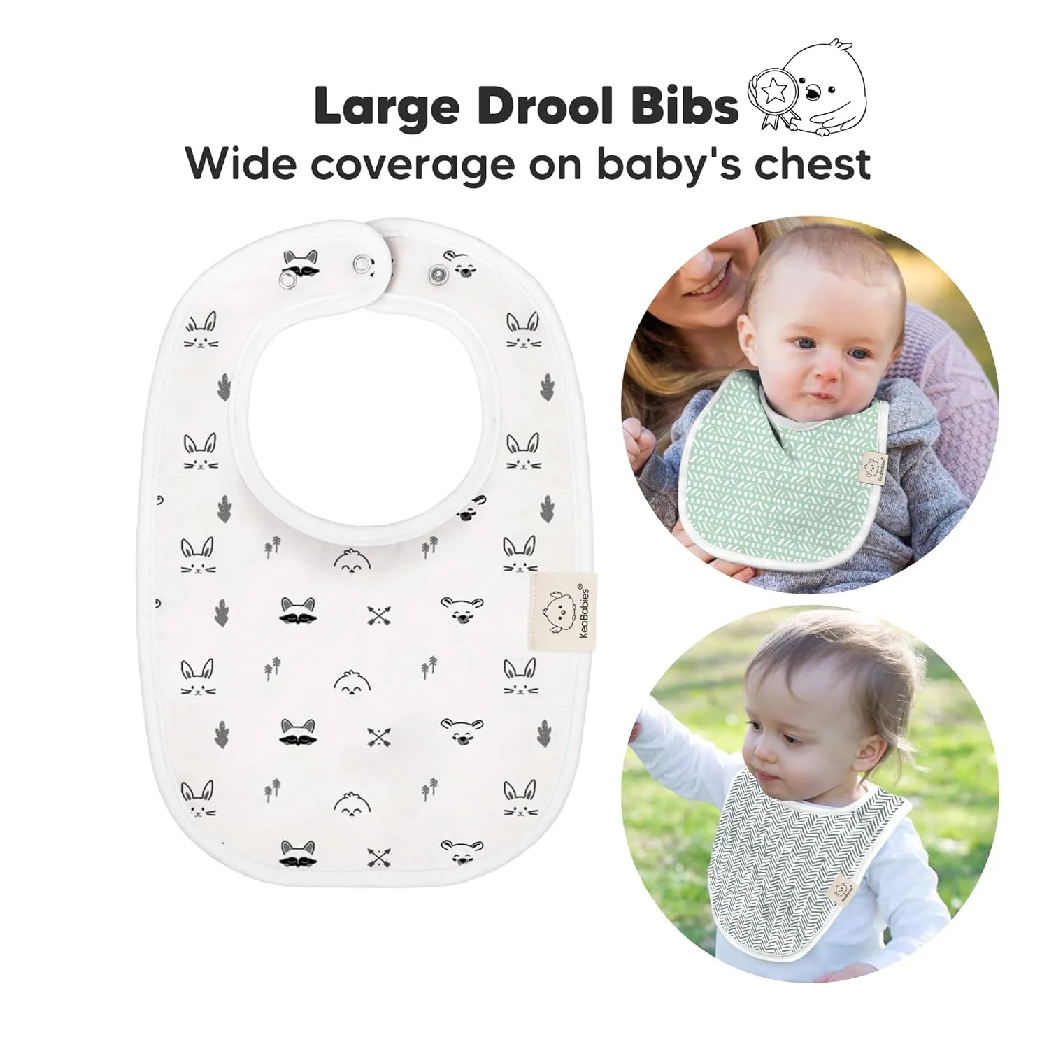 8-Pack Organic Baby Bibs for Boys, Girls - Soft Cotton Drooling and Teething Bibs for Baby Girl & Boy, Extra Absorbent, Easy To Clean & Put On for Toddler, Newborn, Infant 0-24 Months (Nordic)