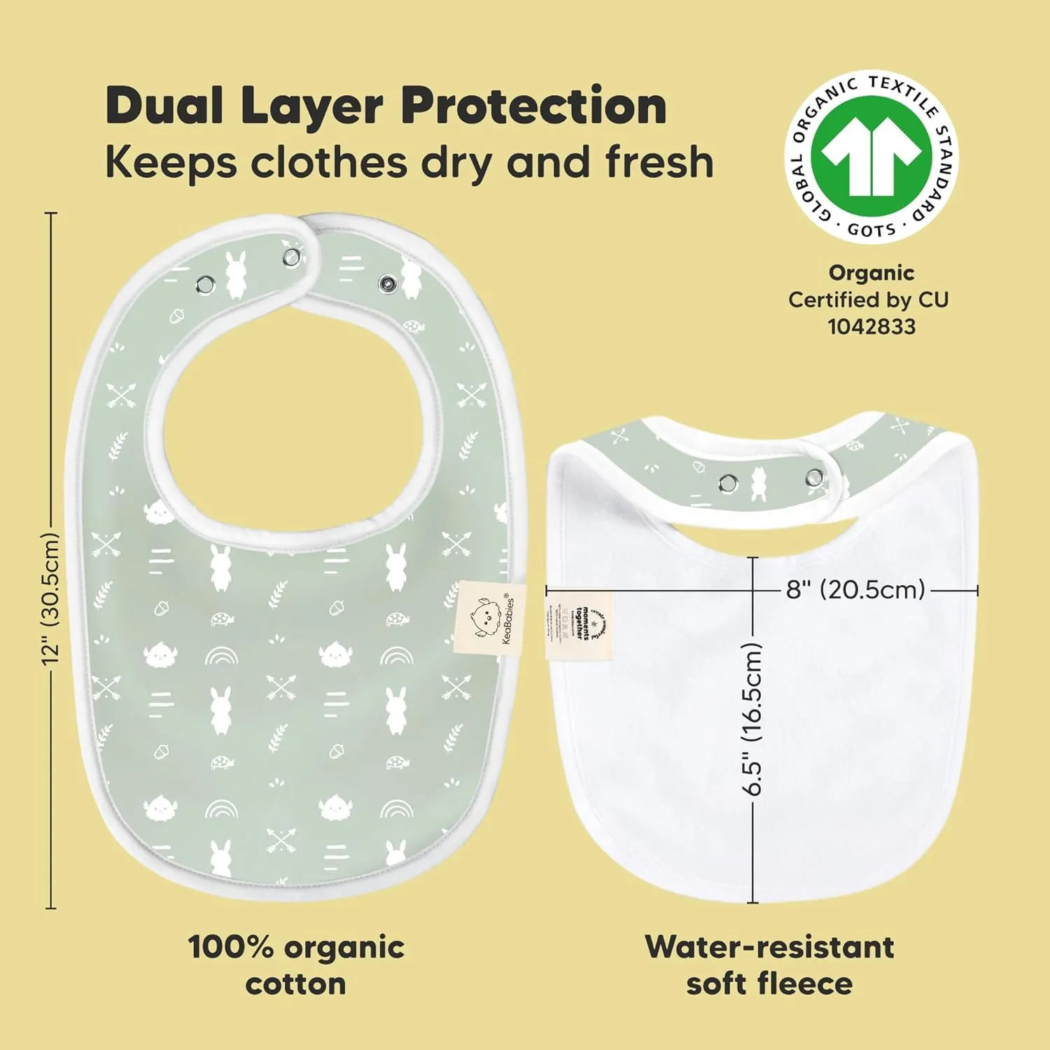 8-Pack Organic Baby Bibs for Boys, Girls - Soft Cotton Drooling and Teething Bibs for Baby Girl & Boy, Extra Absorbent, Easy To Clean & Put On for Toddler, Newborn, Infant 0-24 Months (Nordic)