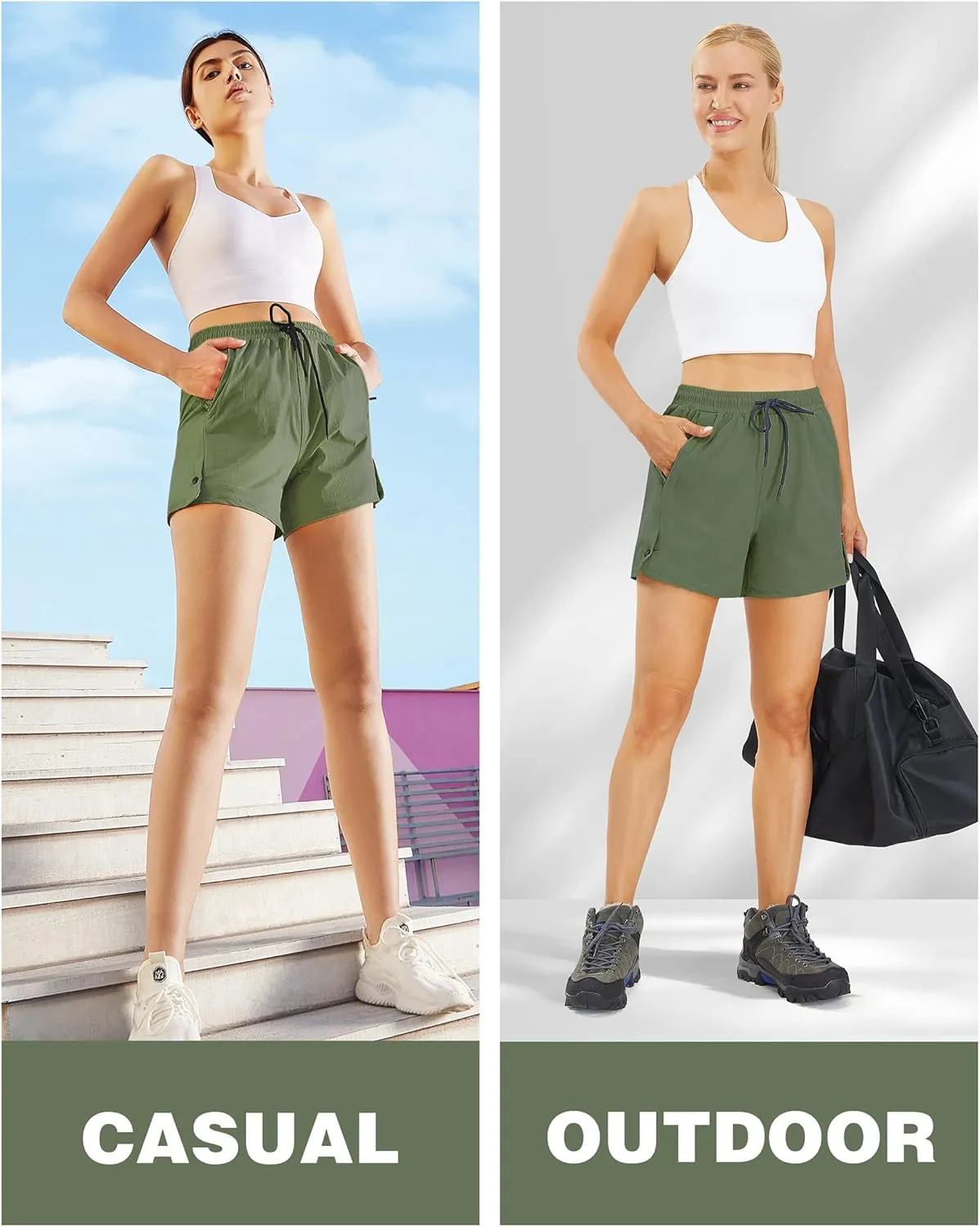 AFITNE Women's 4" Hiking Shorts Quick Dry Lightweight Outdoor Shorts Travel Athletic Golf Shorts with Pockets Water Resistant