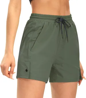 AFITNE Women's 4" Hiking Shorts Quick Dry Lightweight Outdoor Shorts Travel Athletic Golf Shorts with Pockets Water Resistant