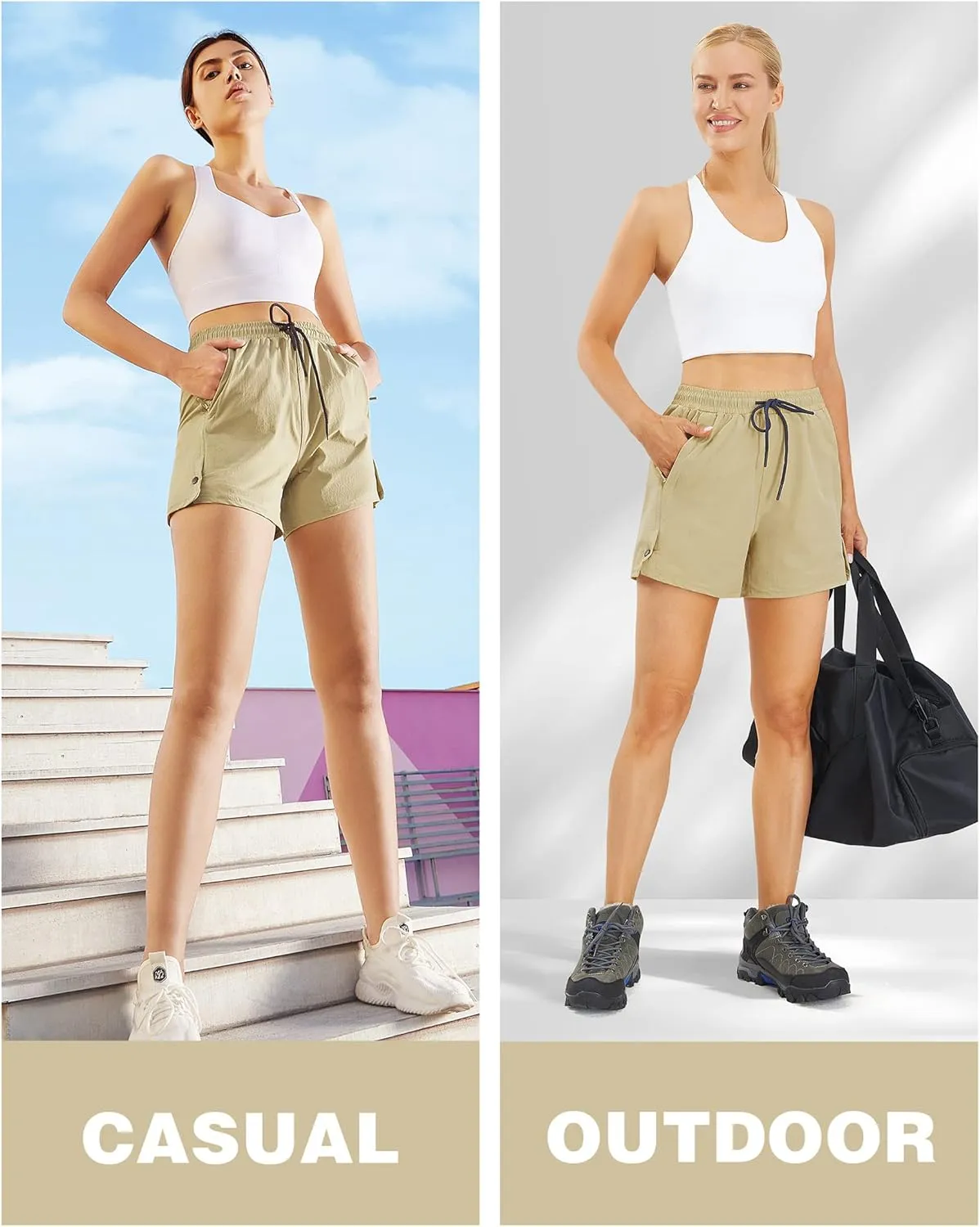 AFITNE Women's 4" Hiking Shorts Quick Dry Lightweight Outdoor Shorts Travel Athletic Golf Shorts with Pockets Water Resistant