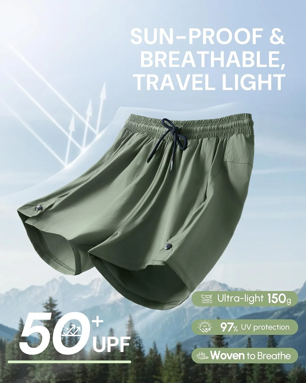 AFITNE Women's 4" Hiking Shorts Quick Dry Lightweight Outdoor Shorts Travel Athletic Golf Shorts with Pockets Water Resistant