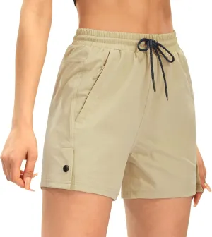 AFITNE Women's 4" Hiking Shorts Quick Dry Lightweight Outdoor Shorts Travel Athletic Golf Shorts with Pockets Water Resistant