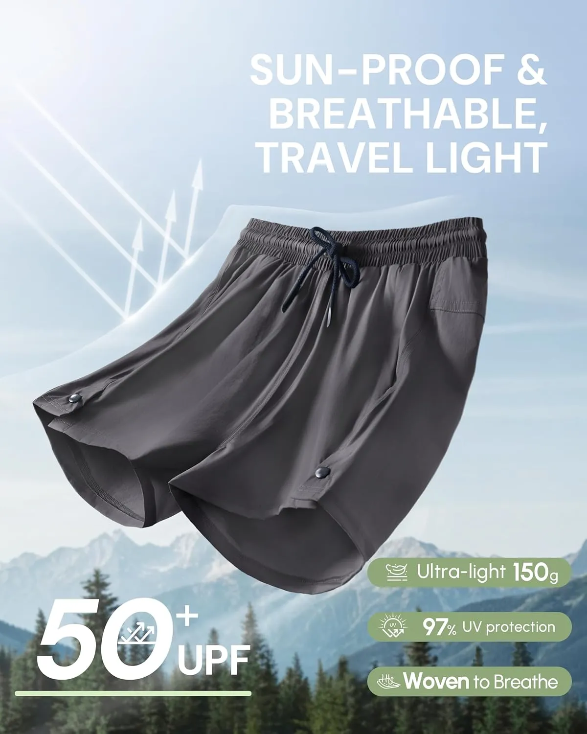 AFITNE Women's 4" Hiking Shorts Quick Dry Lightweight Outdoor Shorts Travel Athletic Golf Shorts with Pockets Water Resistant