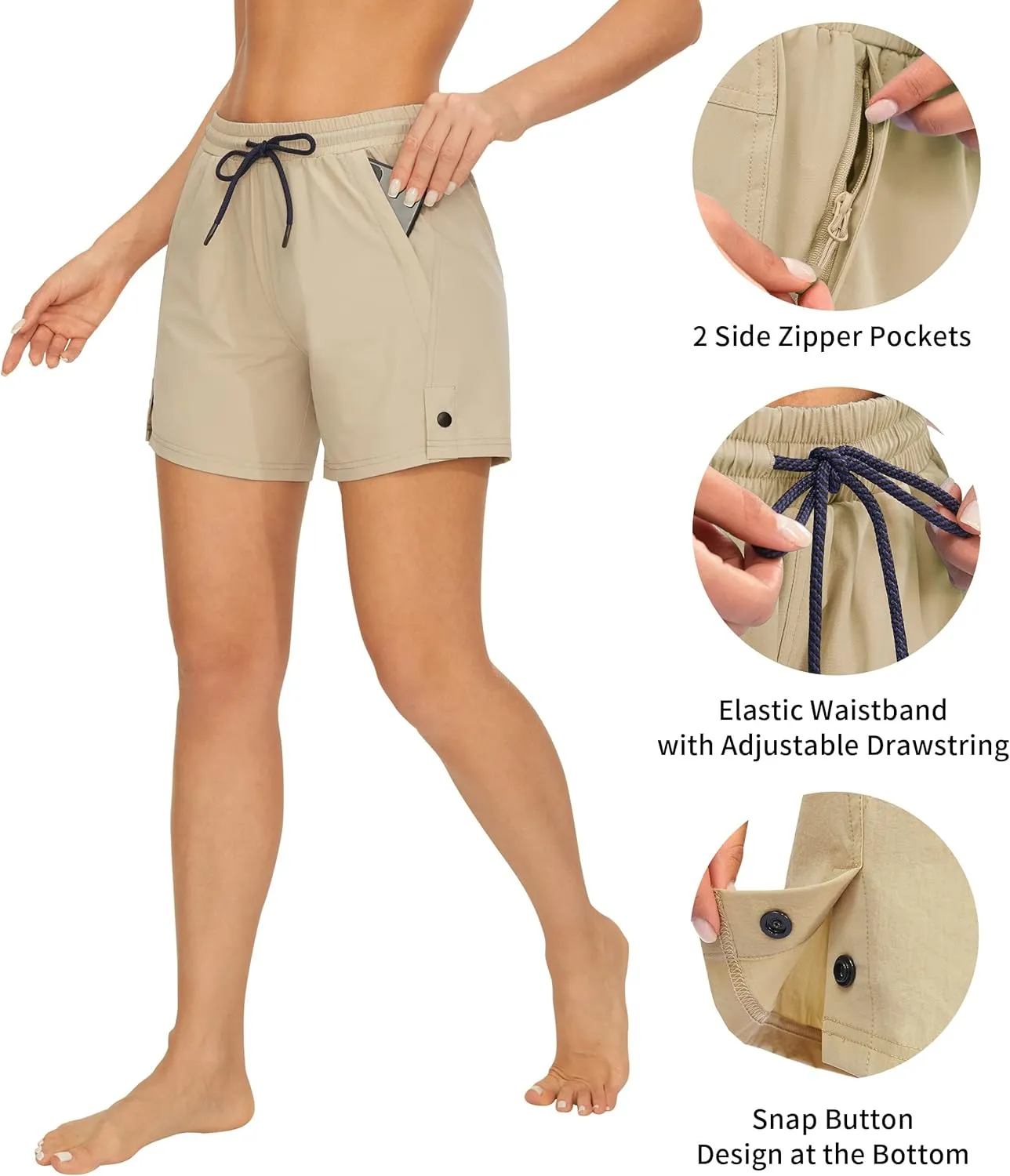 AFITNE Women's 4" Hiking Shorts Quick Dry Lightweight Outdoor Shorts Travel Athletic Golf Shorts with Pockets Water Resistant