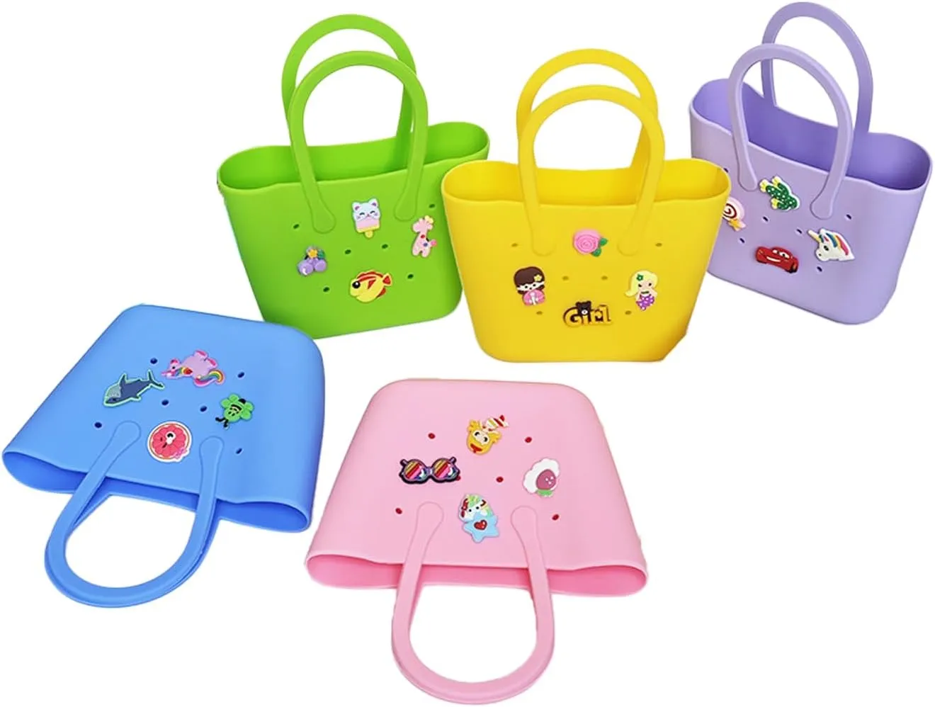 Aimery Mini Rubber Tote Bag for girls/Small Rubber Beach Bag for kids