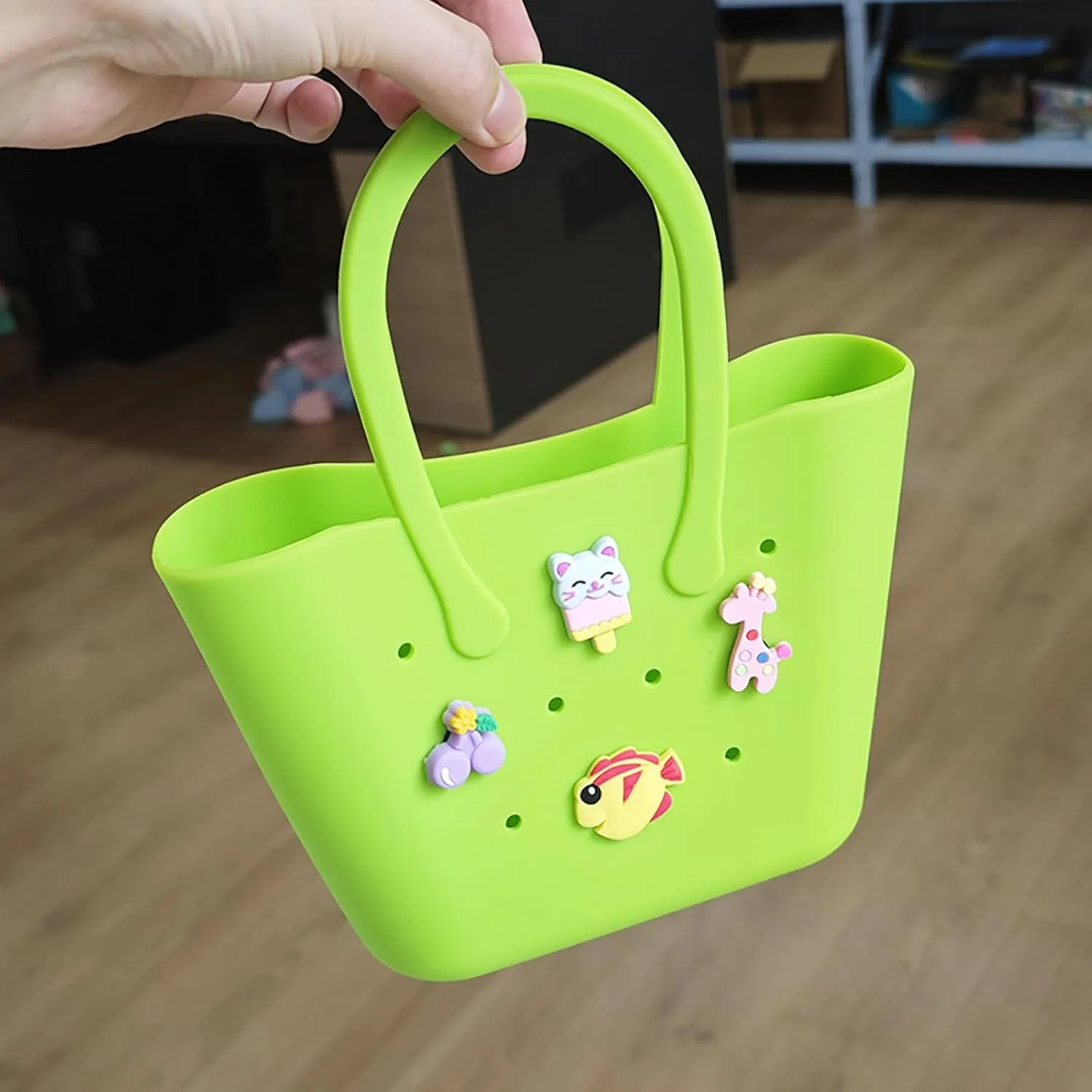 Aimery Mini Rubber Tote Bag for girls/Small Rubber Beach Bag for kids