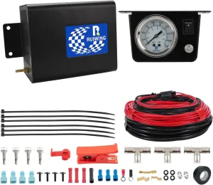 Air Bag Compressor Kit, On Board Air Compressor System with Air Ride Compressor, Pressure Gauge, Hardware and Air Line, for Truck Air Suspension Control