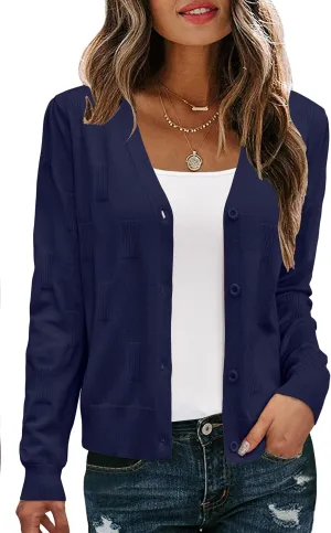 Arach&Cloz Womens Cropped Cardigan Lightweight 2025 Long Sleeve Bolero Shrug Knit Sweater Tops Cozy Clouds