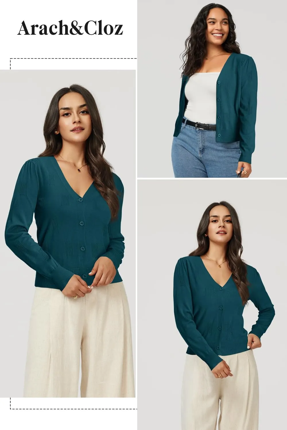 Arach&Cloz Womens Cropped Cardigan Lightweight 2025 Long Sleeve Bolero Shrug Knit Sweater Tops Cozy Clouds