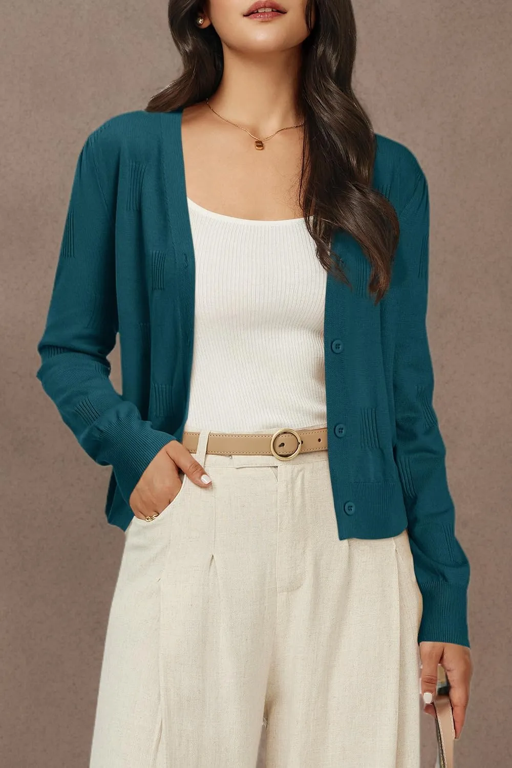 Arach&Cloz Womens Cropped Cardigan Lightweight 2025 Long Sleeve Bolero Shrug Knit Sweater Tops Cozy Clouds