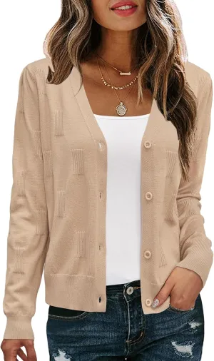 Arach&Cloz Womens Cropped Cardigan Lightweight 2025 Long Sleeve Bolero Shrug Knit Sweater Tops Cozy Clouds