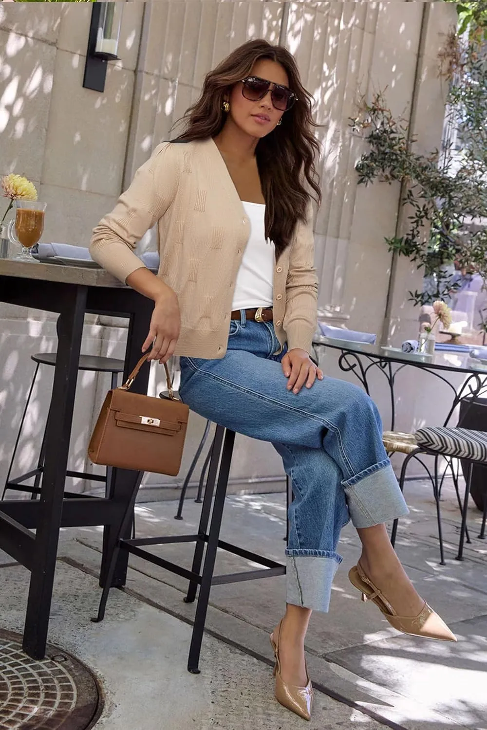 Arach&Cloz Womens Cropped Cardigan Lightweight 2025 Long Sleeve Bolero Shrug Knit Sweater Tops Cozy Clouds