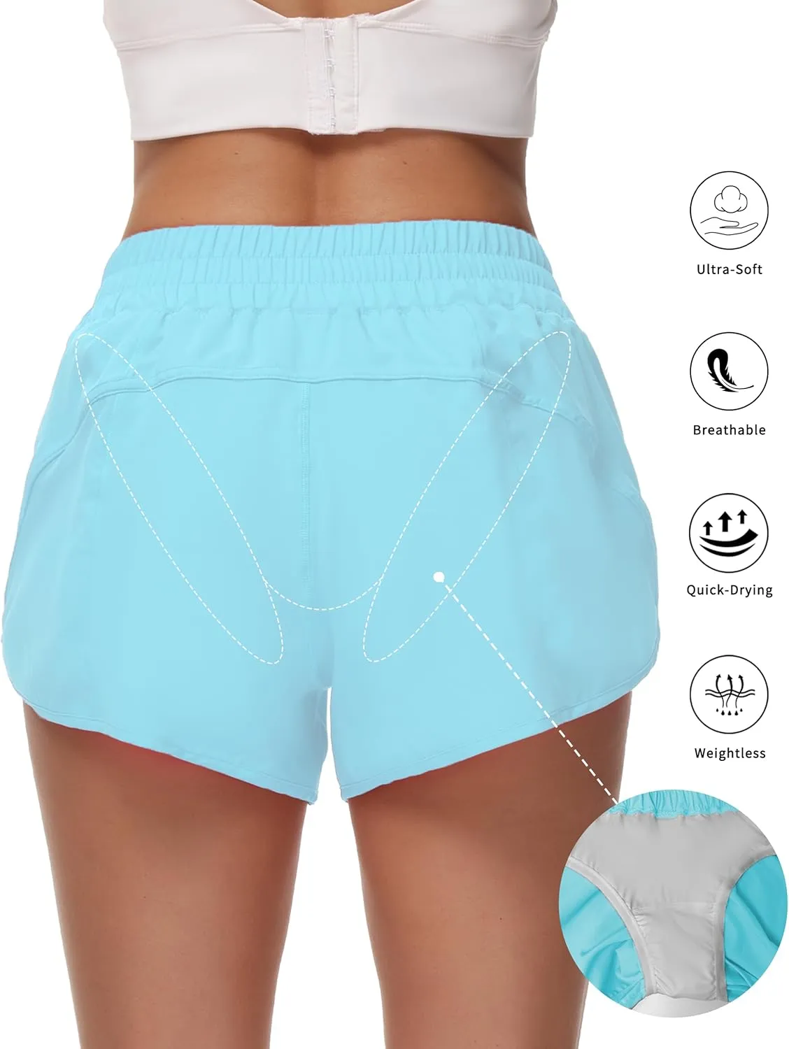 Athletic Shorts for Women Running Shorts Sporty Quick Dry Workout Shorts with Liner Zipper Pocket