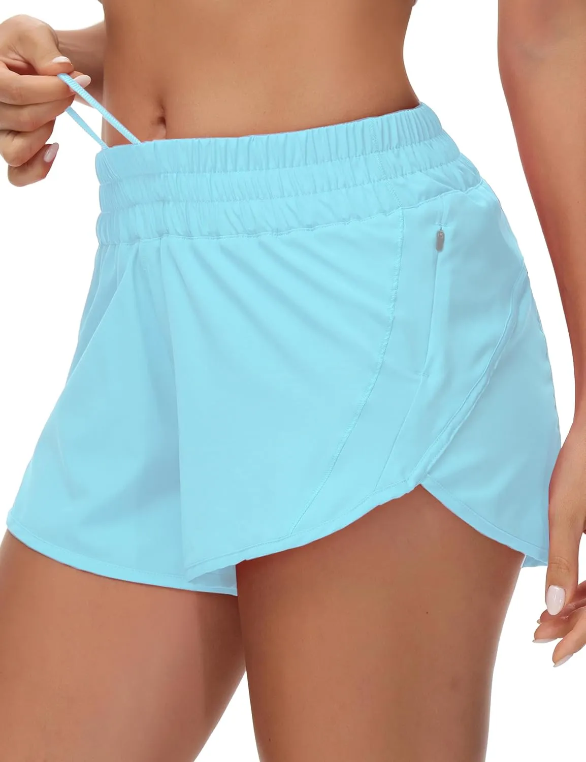 Athletic Shorts for Women Running Shorts Sporty Quick Dry Workout Shorts with Liner Zipper Pocket