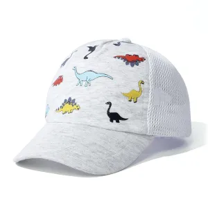 Baby Baseball Cap with Mesh Toddler Baseball Hat Infant Baseball Cap Baby Sun Summer Hat for Kids White Dino 2-5 T