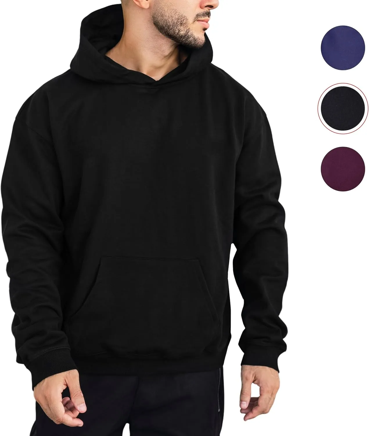 Basic Oversized Hoodie for Men and Women - Solid Streetwear Style Fleece Pullover Hoodies for Women and Men