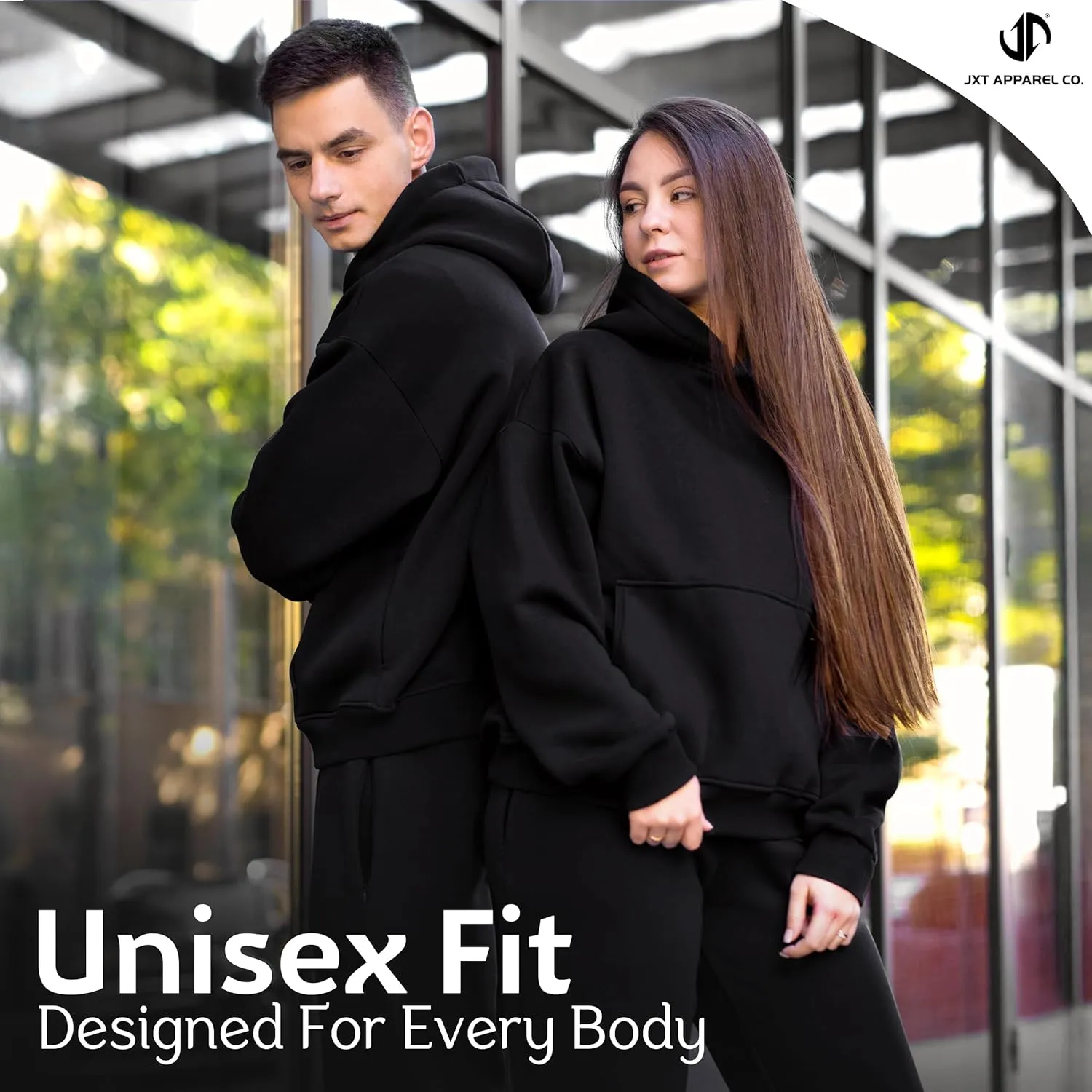 Basic Oversized Hoodie for Men and Women - Solid Streetwear Style Fleece Pullover Hoodies for Women and Men