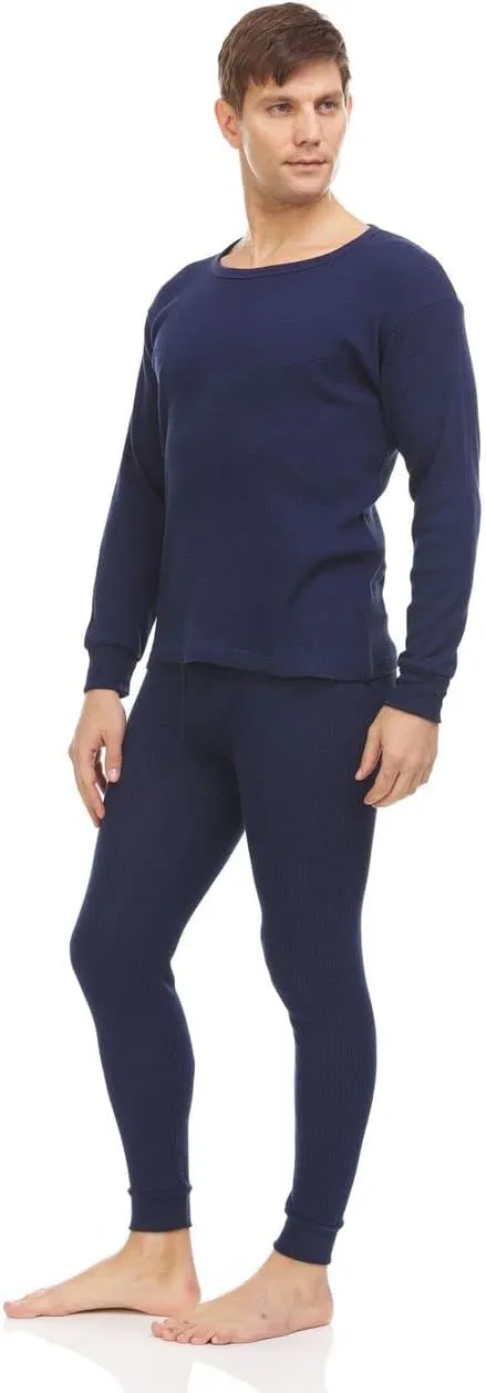 BILLIONHATS 6 Pack of 2pc Thermal Sets for Men, Base Layer Long Johns Underwear, Top & Bottom, Cotton, Solid Colors