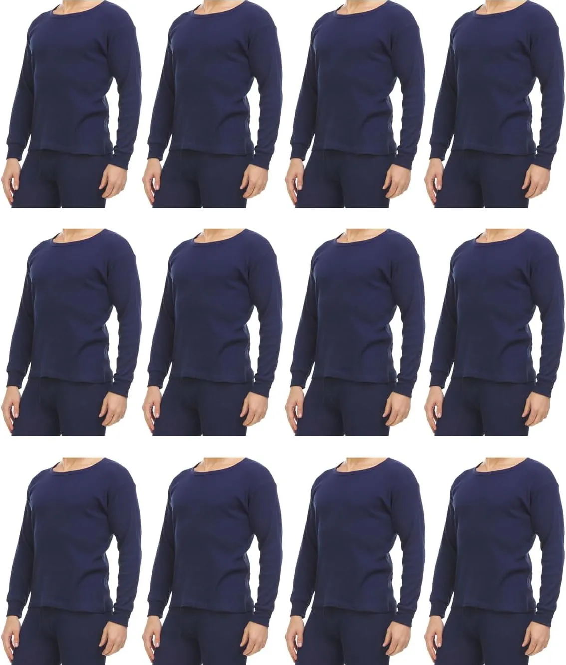 BILLIONHATS Thermal Shirts for Men, Base Layer Tops Bulk Wholesale, Cotton, Solid Colors, Shelter Donations