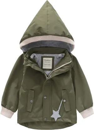 BINIDUCKLING Kids Rain Jacket Toddler Raincoat Girls Boys Spring Jacket 2-8 Years