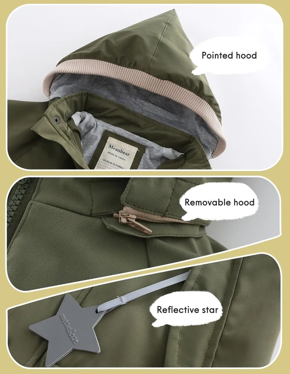 BINIDUCKLING Kids Rain Jacket Toddler Raincoat Girls Boys Spring Jacket 2-8 Years
