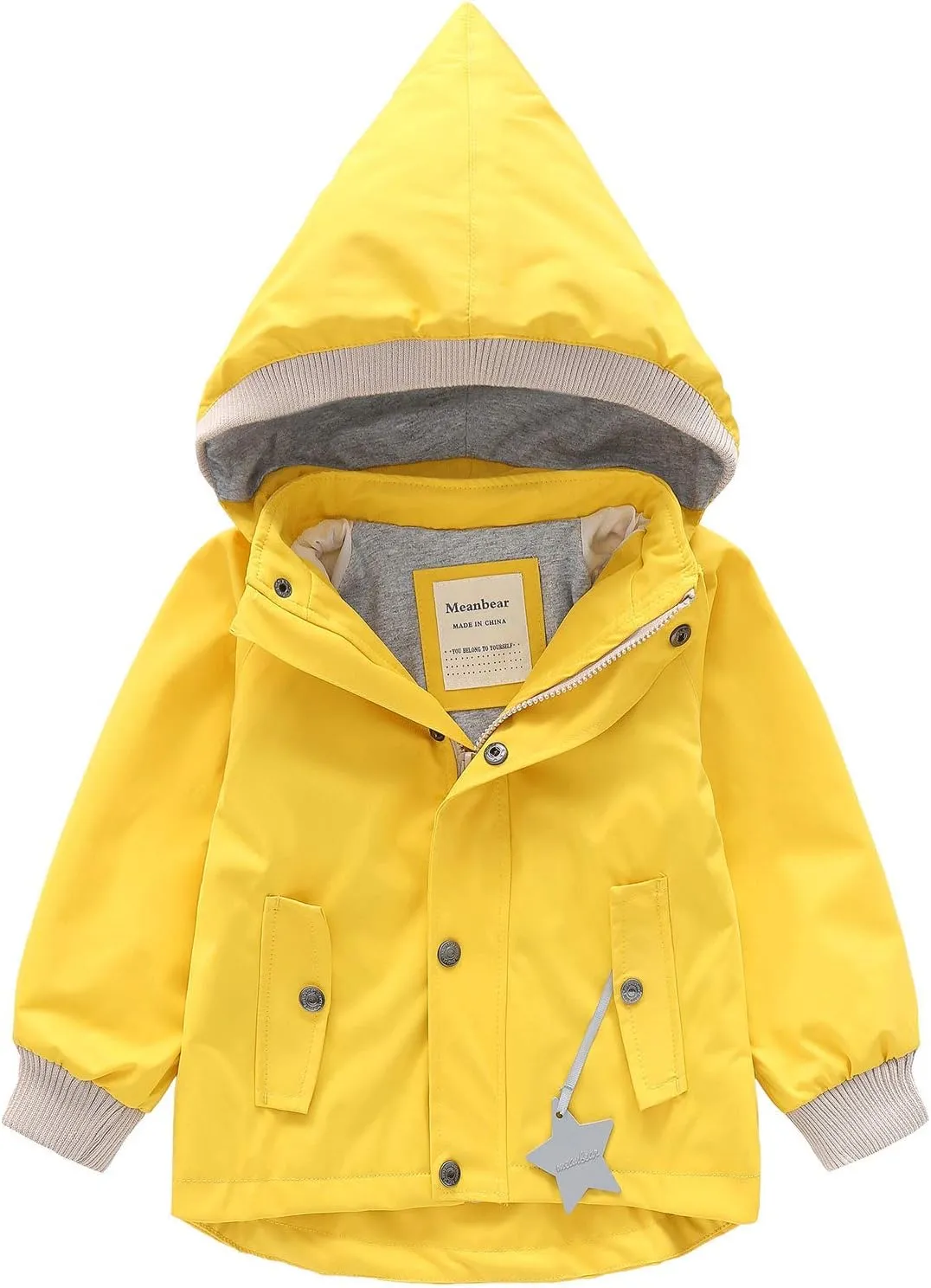 BINIDUCKLING Kids Rain Jacket Toddler Raincoat Girls Boys Spring Jacket 2-8 Years