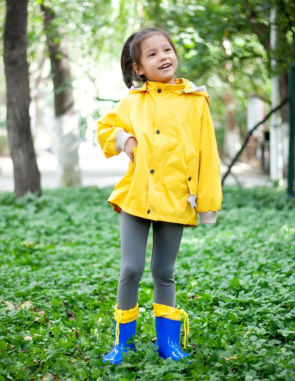 BINIDUCKLING Kids Rain Jacket Toddler Raincoat Girls Boys Spring Jacket 2-8 Years