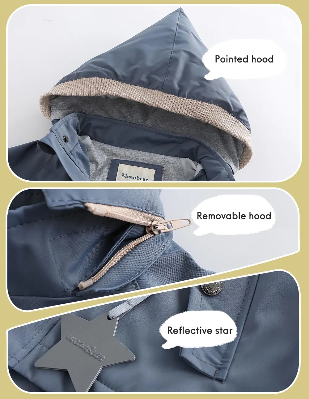 BINIDUCKLING Kids Rain Jacket Toddler Raincoat Girls Boys Spring Jacket 2-8 Years