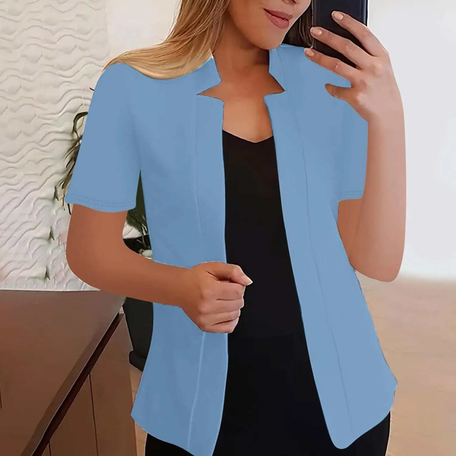 Blazers Jackets for Women 2025 Summer Short Sleeve Business Casual Cardigans Lapel Open Front Work Office Suit Blazer