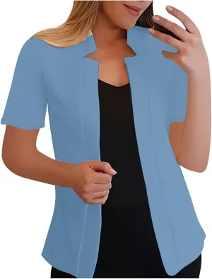 Blazers Jackets for Women 2025 Summer Short Sleeve Business Casual Cardigans Lapel Open Front Work Office Suit Blazer