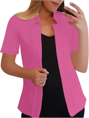 Blazers Jackets for Women 2025 Summer Short Sleeve Business Casual Cardigans Lapel Open Front Work Office Suit Blazer