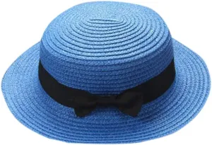 Boater Summer Beach Sun Hat UPF50  Girl Kids Wide Brim Straw Panama Sun Hat 1920s Straw Hat 20s Costume Accessory
